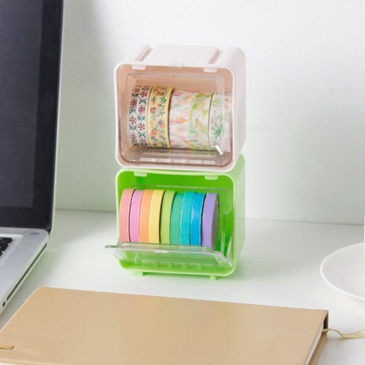 Durable Transparent Tape Storage Box – Plastic Office Organizer Your Brand
