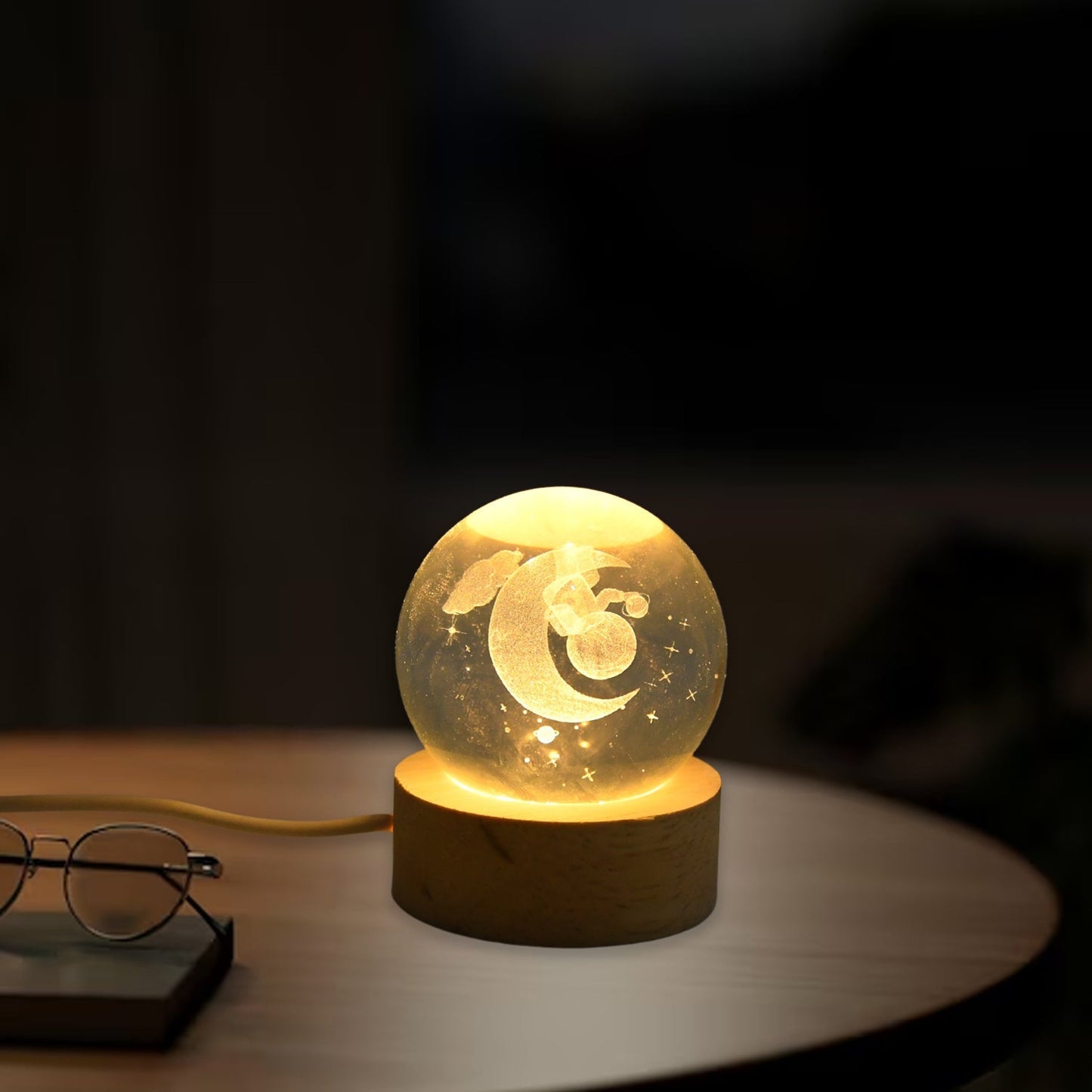 3D Crystal Ball lamps With Base (1 Pc / Mix Design) Your Brand