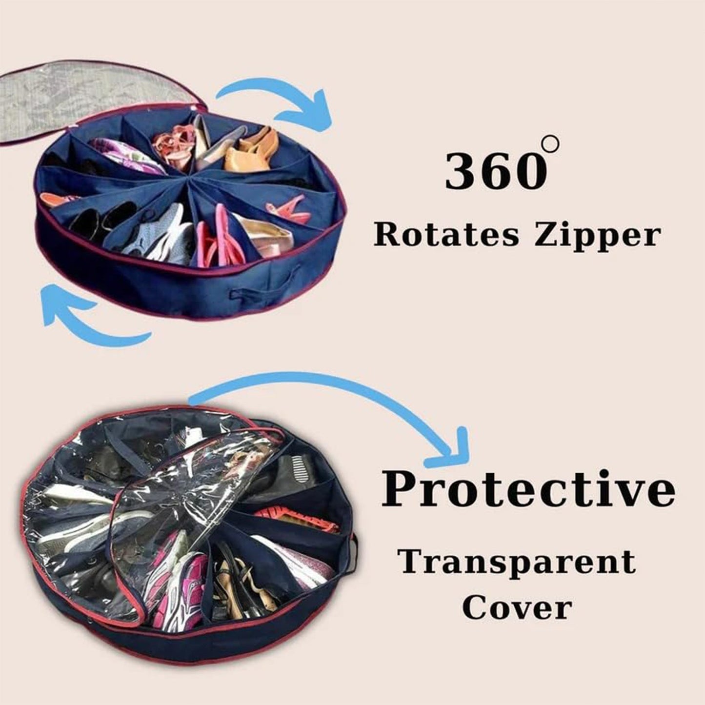 Round Foldable Shoe Organizer Bag 12-Section Your Brand
