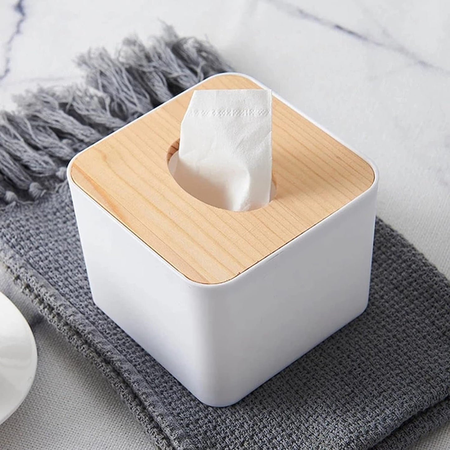 Tissue Box Desktop Stand Bamboo Tissue Cover Box Rectangular Paper Towel Holder Removable Tissue Dispenser for Bathroom Vanity Countertop Bedroom Car Holder Paper Towels Dispenser (1 Pc ) Your Brand