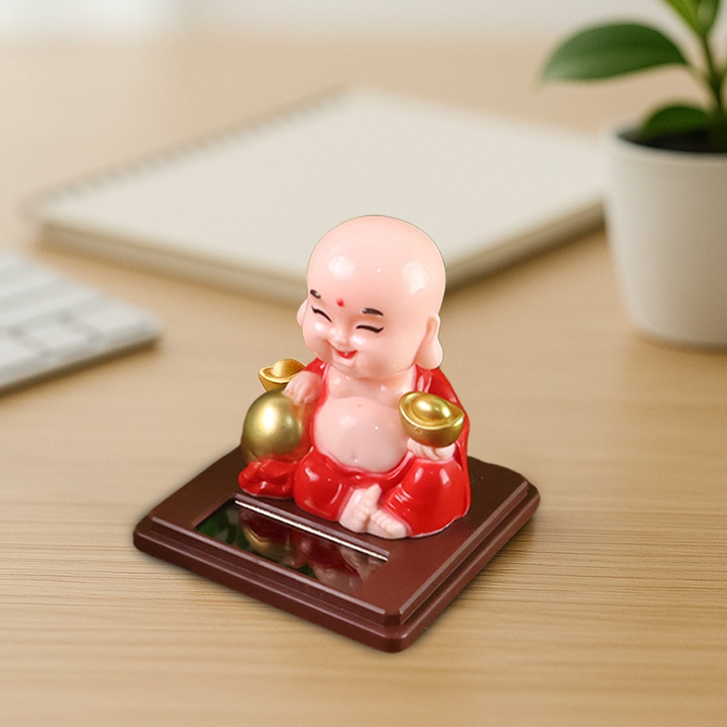 Solar Power Moving Head Buddha Statue Car Ornament (1 Pc / Mix Color) Your Brand