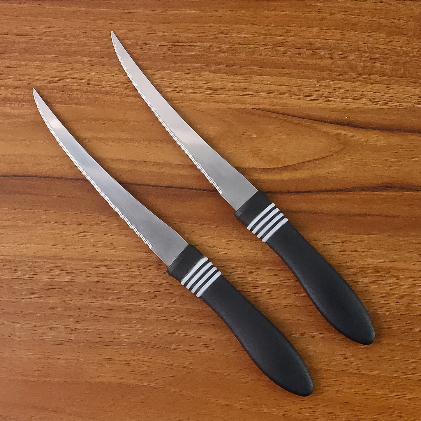 Premium Curved Serrated Stainless Steel Kitchen Knife Set (Mix Color & 2 Pc) Your Brand