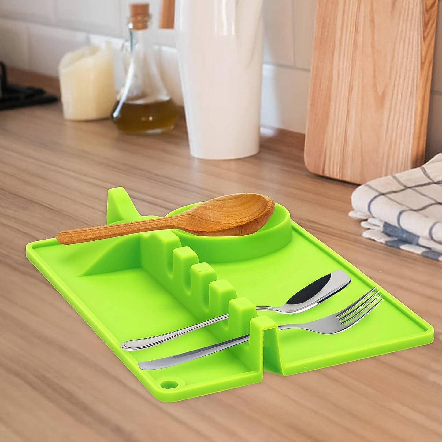 4-Slots Silicone Multifunctional Spoon Holders Fork Spatula Rack (1 Pc) Your Brand