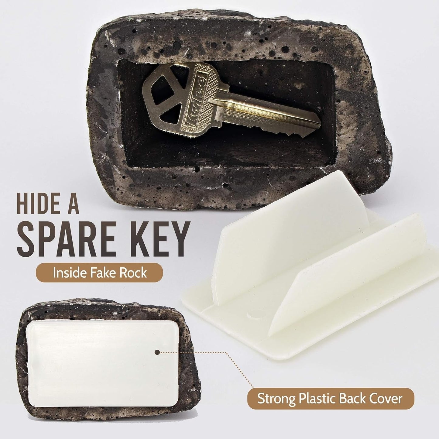 Realistic Fake Rock Key Hider – Weatherproof Outdoor Key Storage for Emergencies (1 Pc) Your Brand