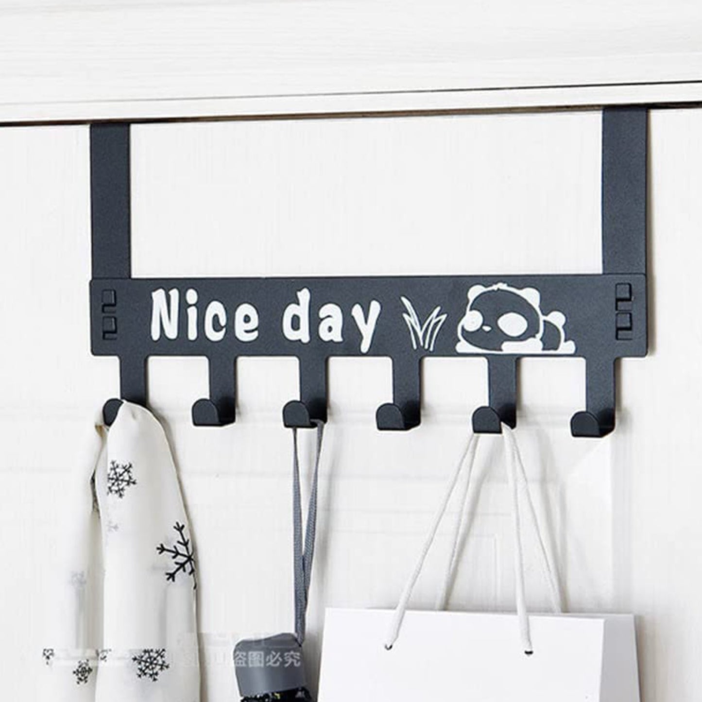 Heavy-Duty Carbon Steel Over Door Hook Rack for Towels & Coats (1 Pc, 6 Hooks) Your Brand
