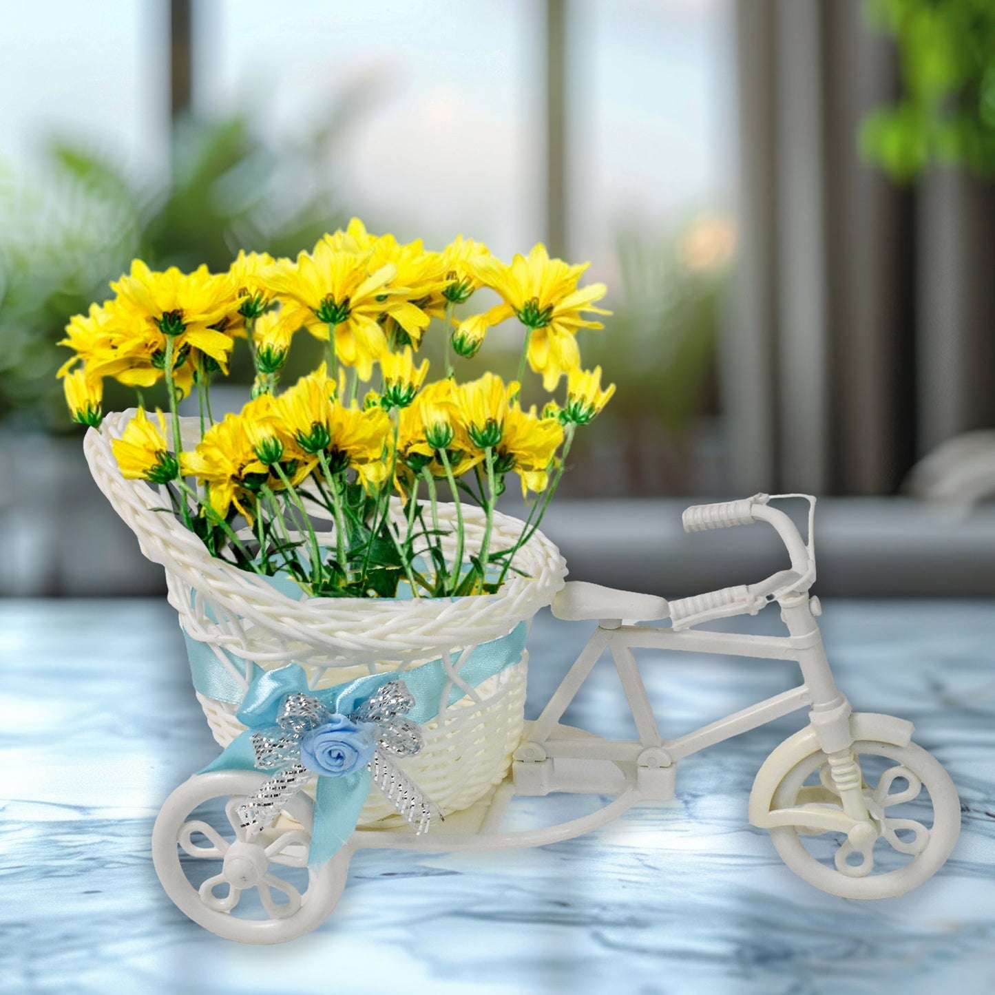 Plastic Cycle Flower vases for Home decor; Bicycle Flower Pot Stand Your Brand
