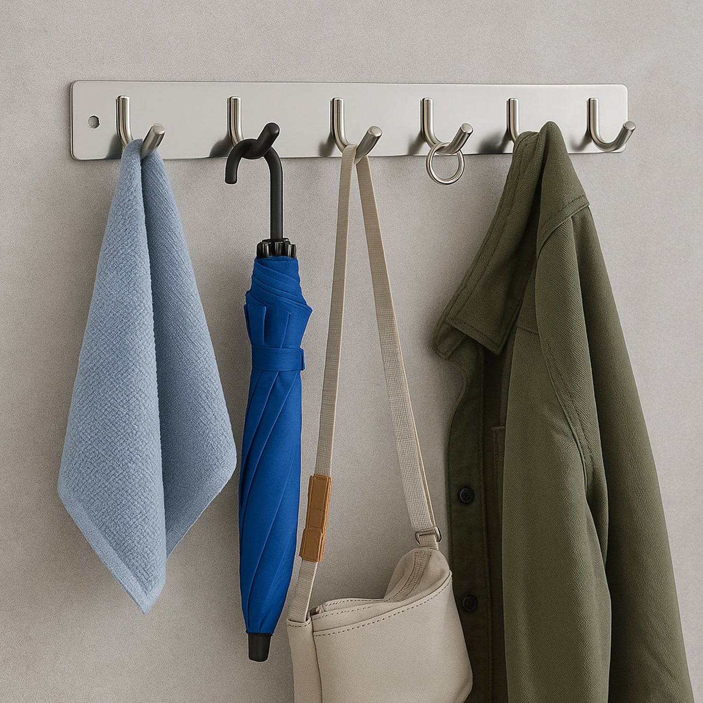 Stainless Steel Wall Mounted Coat 6 Hook Rack (32x3 / 1Pc) Your Brand