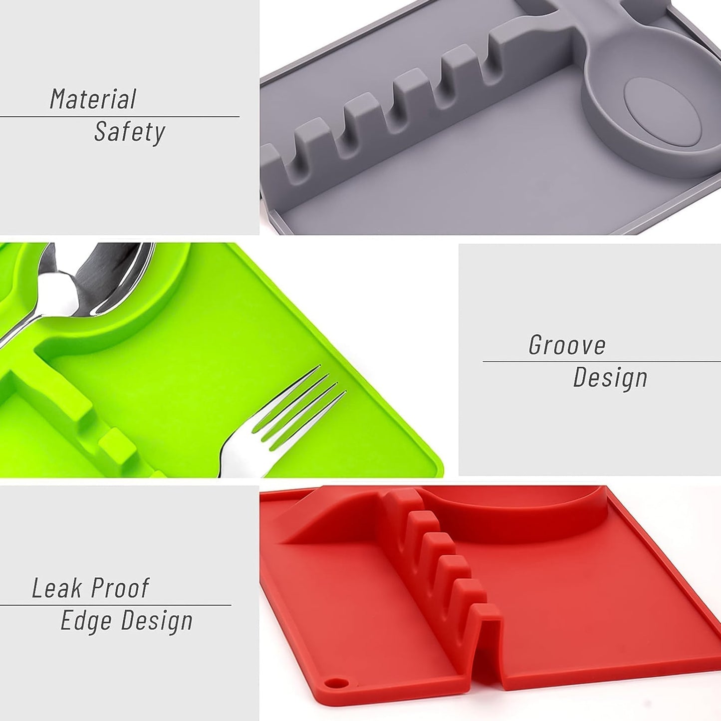 4-Slots Silicone Multifunctional Spoon Holders Fork Spatula Rack (1 Pc) Your Brand