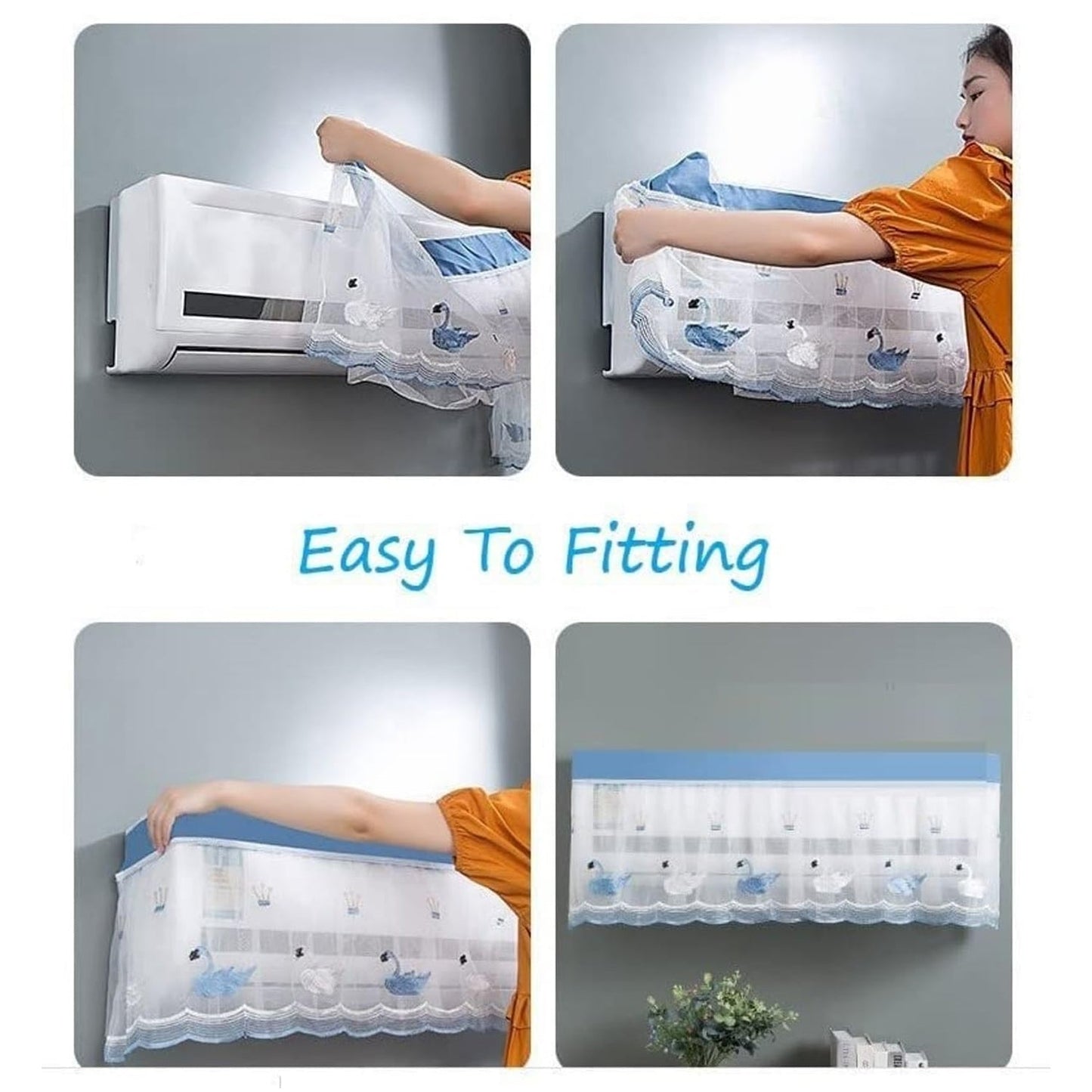 Ac Cover Air Conditioning Dust Cover Folding Designer (Approx 1 Ton / 1 Pc / ac curtain / Mix Design) Your Brand