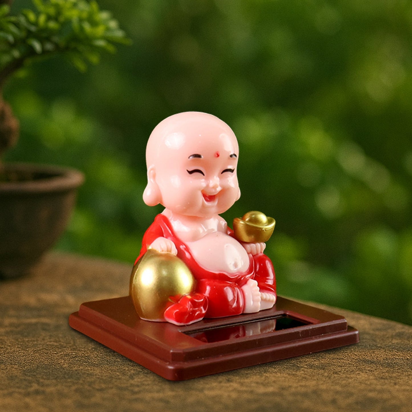 Solar Power Moving Head Buddha Statue Car Ornament (1 Pc / Mix Color) Your Brand
