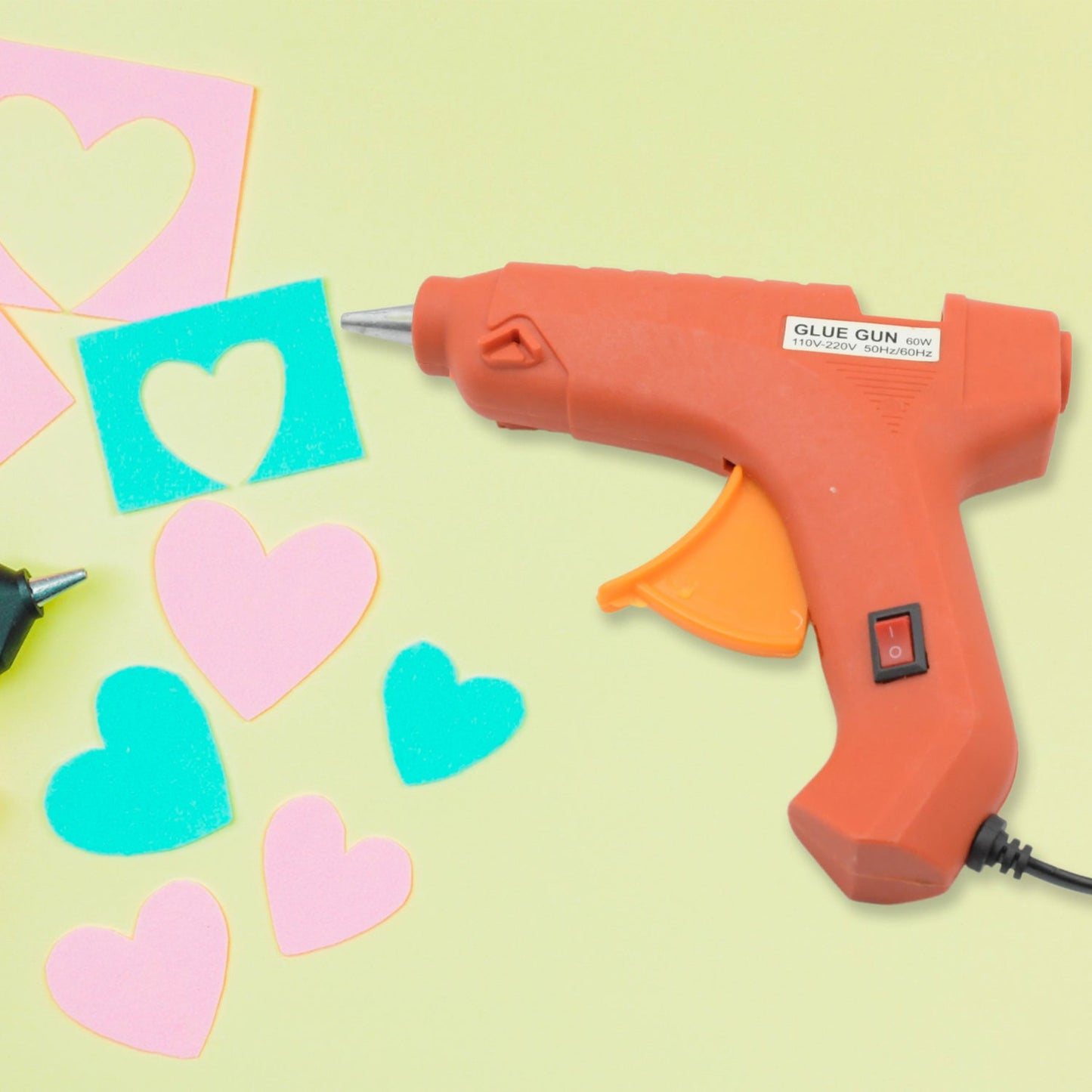 Professional 60 Watt Hot Melt Glue Gun with 5 Glue Sticks & On/Off Switch Your Brand