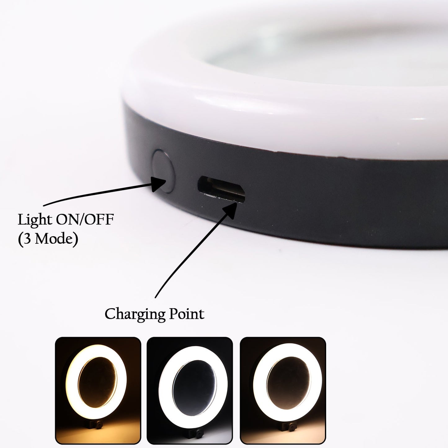 Rechargeable LED Makeup Mirror with Ring Light (1 Pc) Your Brand