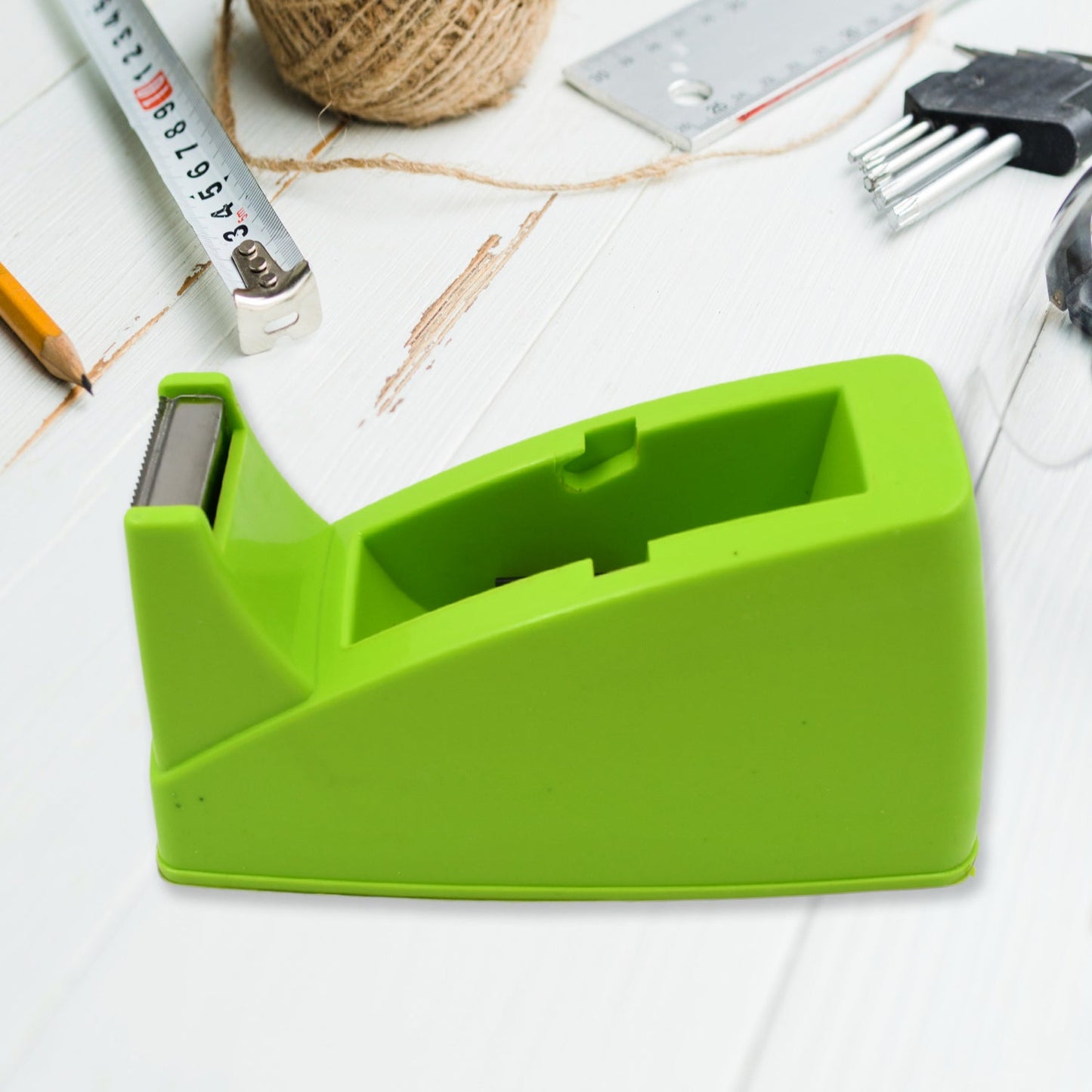 Plastic Tape Dispenser Cutter – Heavy Duty Stationary Tape Cutter for Home, Office, School Use (1 Pc / 515 gm) Your Brand