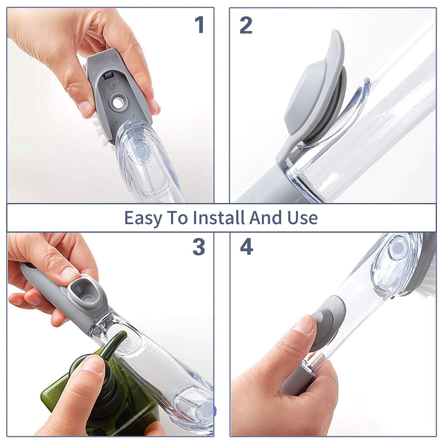 Dish Cleaning Brush with Built-in Liquid Soap Dispenser (1 Pc) Your Brand