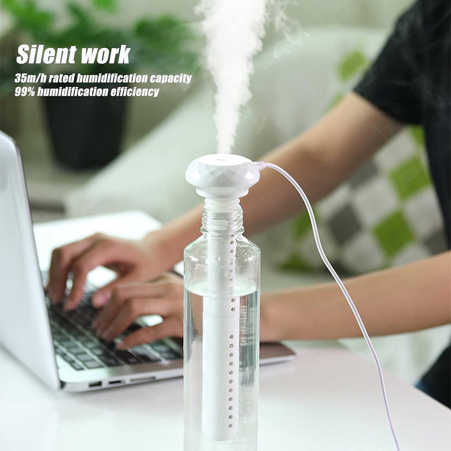 Mini Portable USB Humidifier – Quiet Cool Mist for Car, Home, Office, Travel (1 Pc) Your Brand