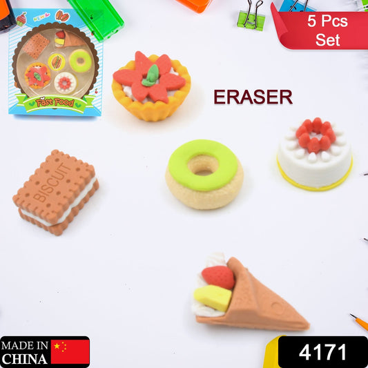 3D Fast Food Erasers Set, Cute Mini Colorful Erasers for Kids Gift & School (5 Pcs) Your Brand