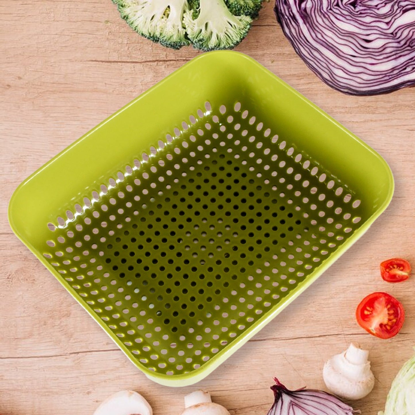 Multipurpose Small Plastic Kitchen Basket, Vegetables and Fruits Washing, Basket (20x17 Cm) Your Brand