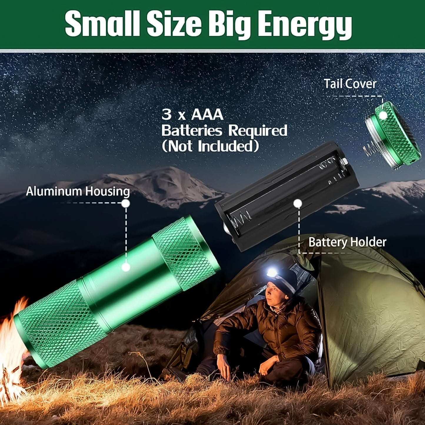 Super-Bright Mini 9 LED Bulb Pocket Torches - Small Torch Flashlight for Camping, Hiking, DIY, Travelling, Outdoors and More 3 Battery operated (Battery not included / 1 pc) Your Brand