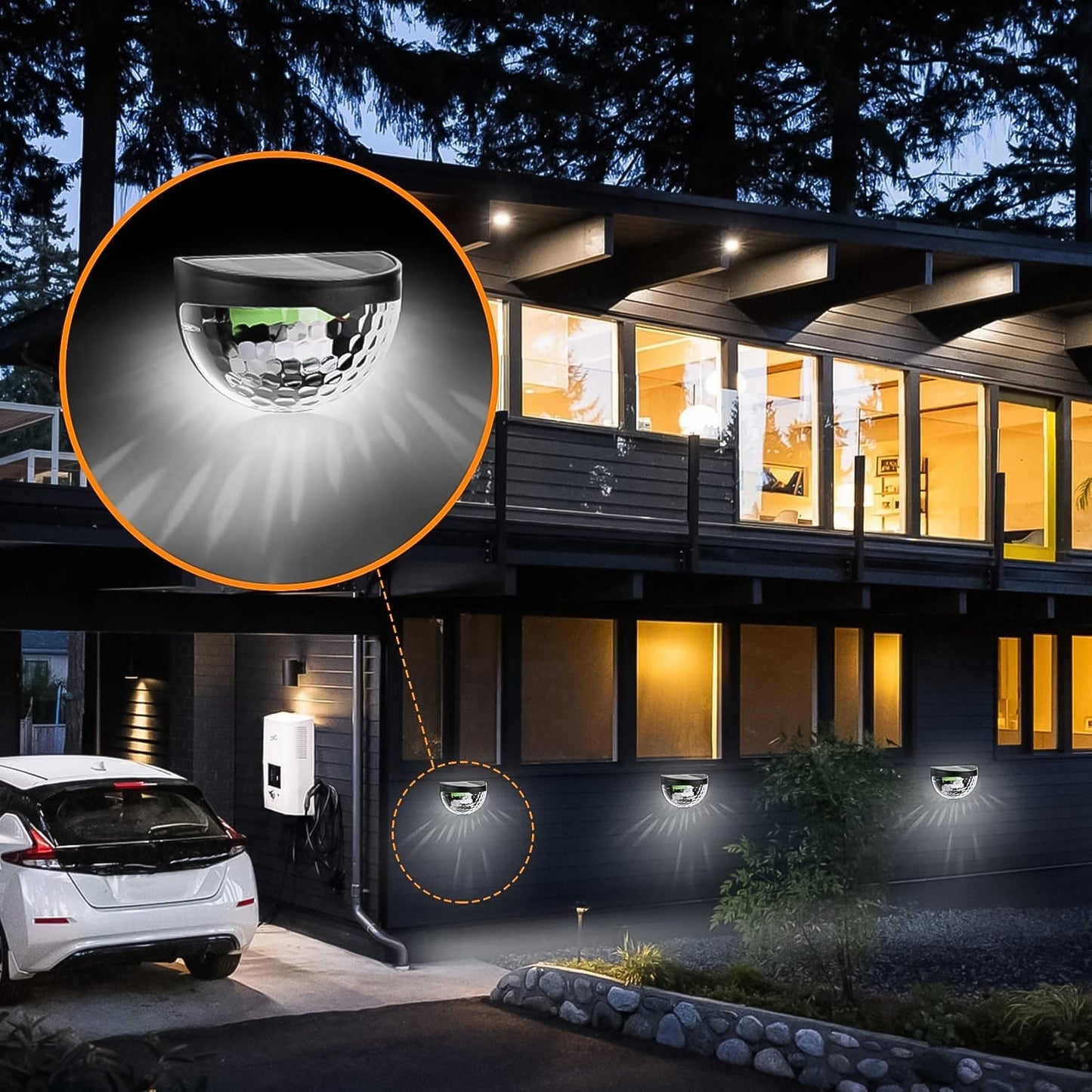 6 LED Solar Powered Wall Mount Fence Light with Honeycomb Shade Design (2 Pc Set) Your Brand