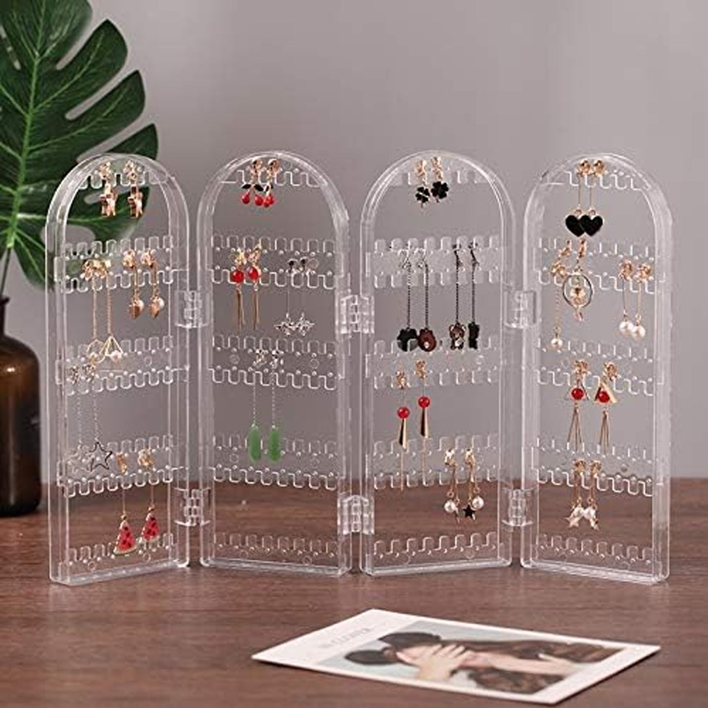 4 Folding Storage Hanger Acrylic Earring Screen Holder Display Stand Clear (1 Set) Your Brand