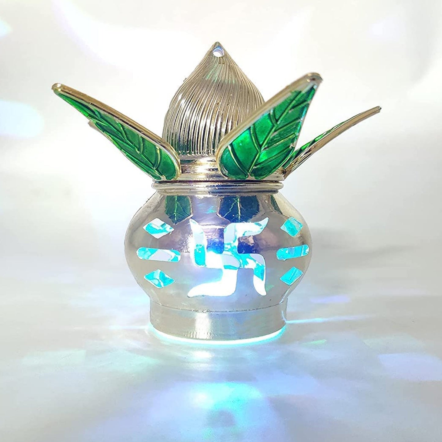 Gold Plated Eco Friendly LED Kalash for Pooja Mandir, Ganesh Ganesha (1 pc / Multicolor LED) Your Brand