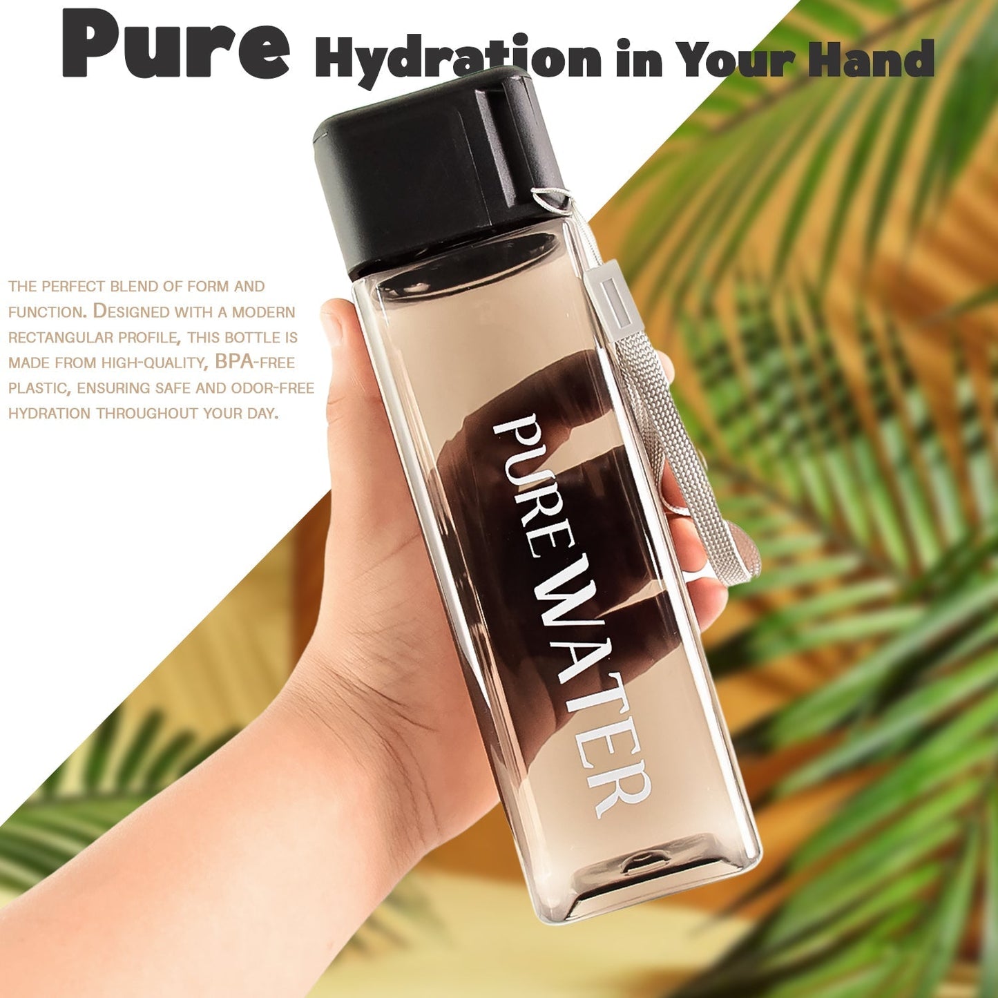 Premium 450ml Square Shape Plastic Water Bottle (1 Pc) Your Brand