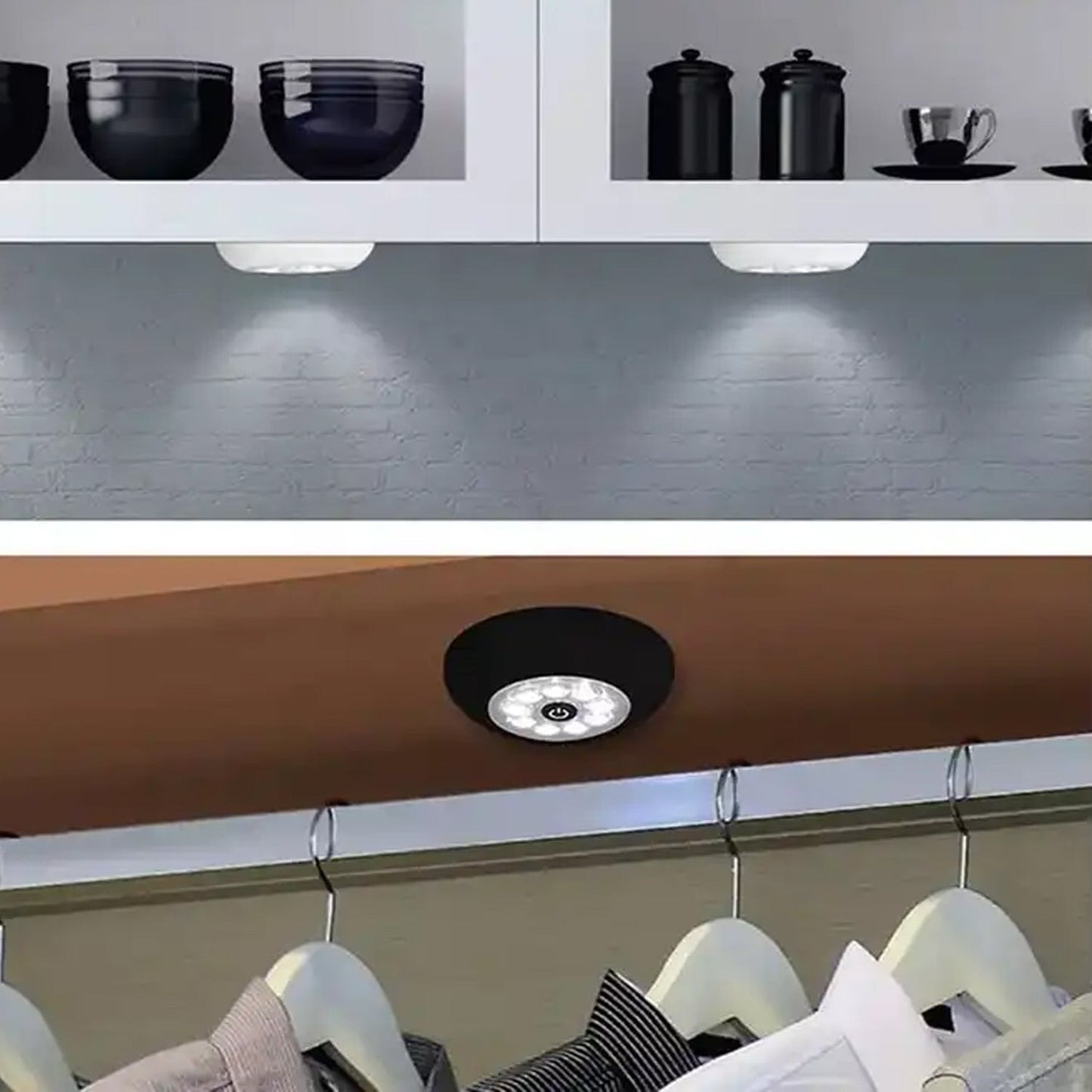 9 LED Touch Light Closet Light Battery Powered Stick-on Anywhere Puck Lights with New Strong Adhesive for Cabinet, Stair, Bedroom, Kitchen Night Light Stick Tap Night ( Battery Not Included / 1 Pc ) Your Brand