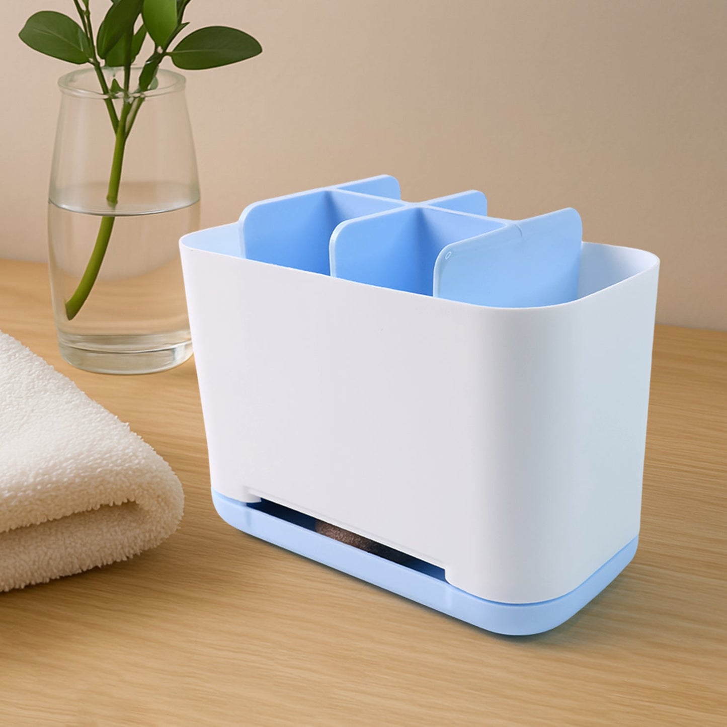 6 Compartment Multi Purpose Organizer Toothbrush Holder Stand Plastic Caddy (1 Pc) Your Brand