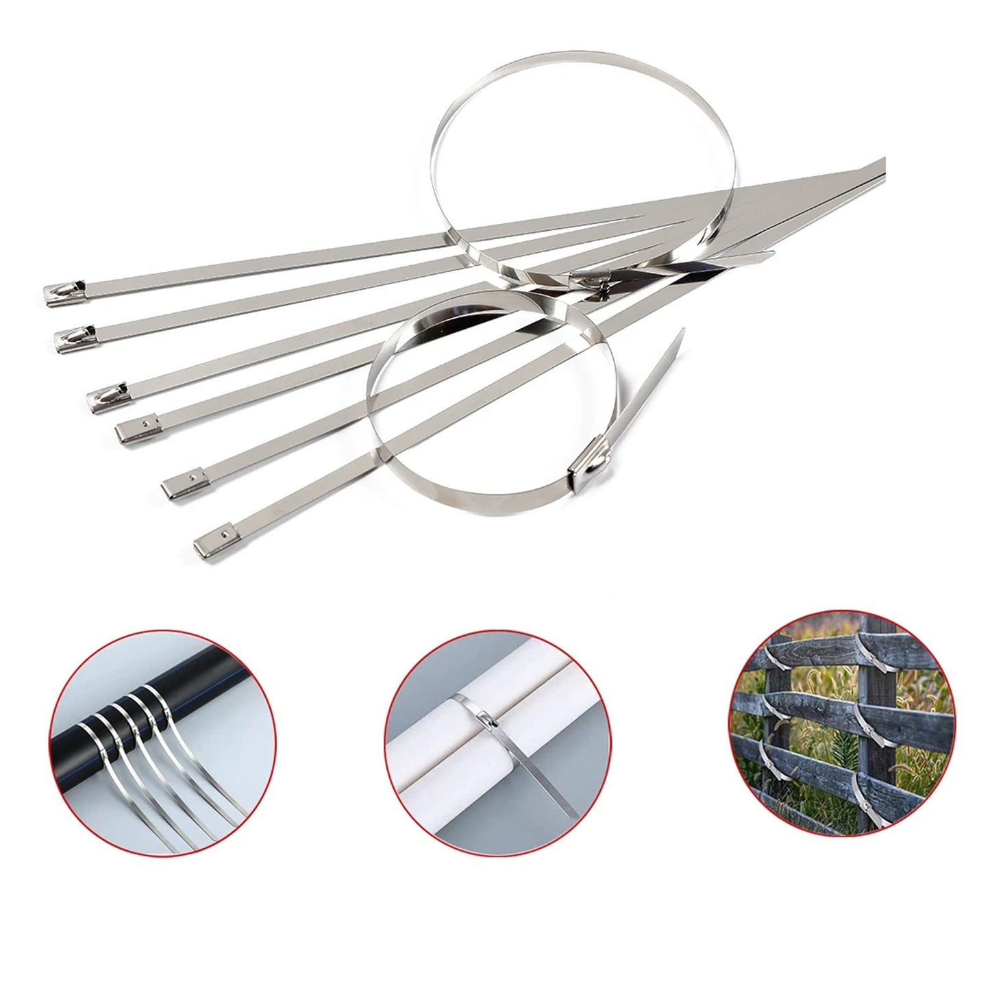 Stainless Steel Cable Ties for Solar & Home Use (100 Pc, 4.6x100mm) Your Brand