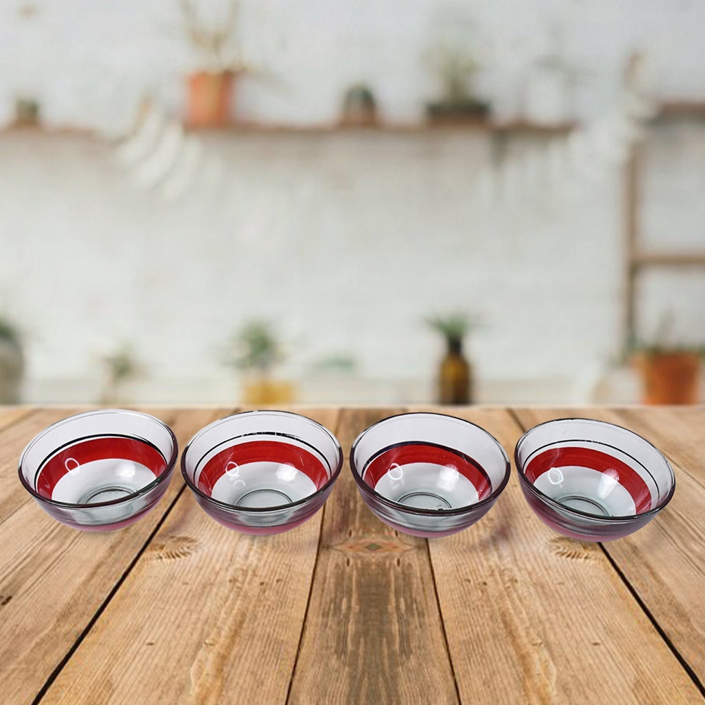 Healthy Choice Set Of 4pc Ceramic Cup And 4pc Glass Bowl With Plastic Plate (9 Pcs Set) Your Brand