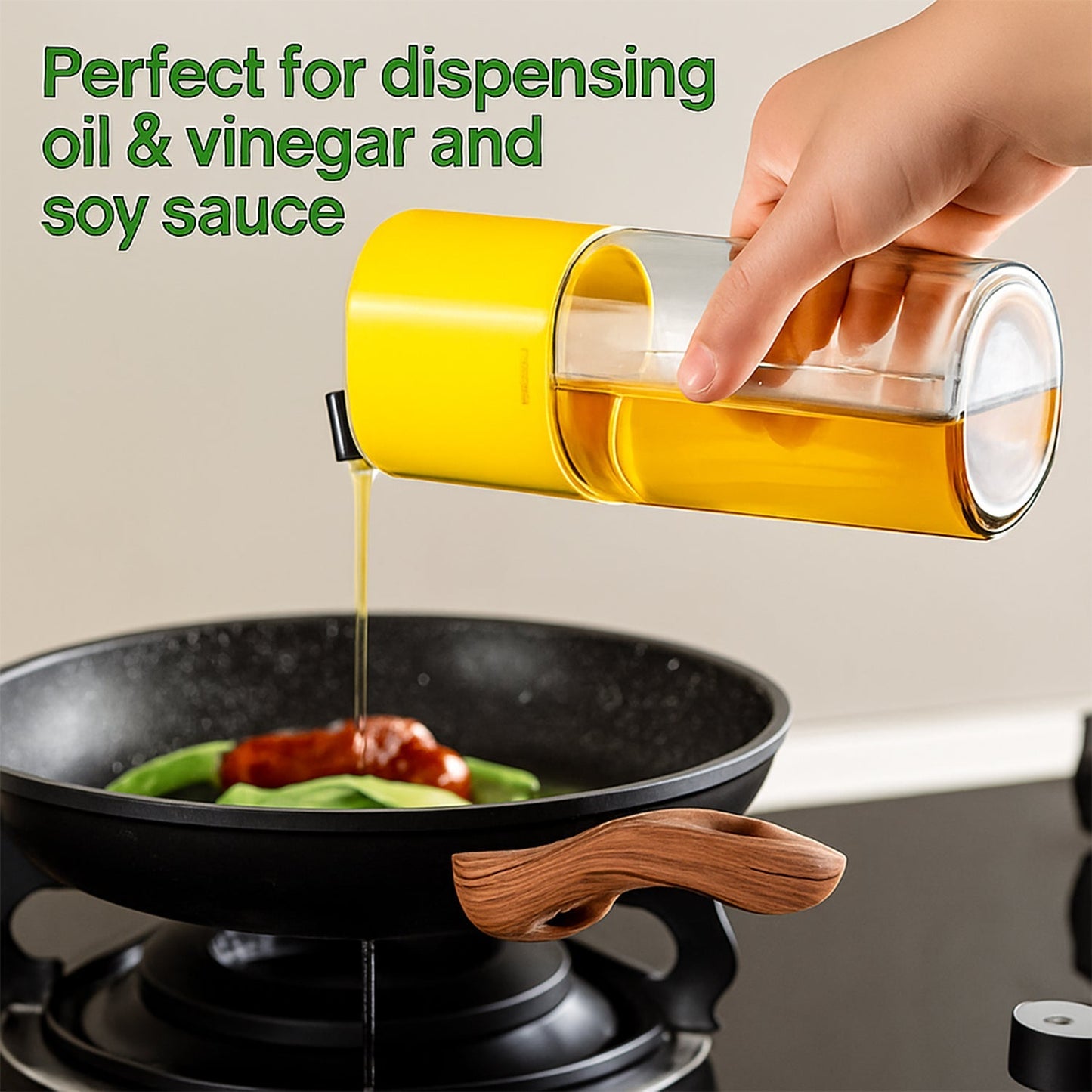 500 ml Automatic Oil Dispenser Bottle with One-Touch Controlled Pour Spout (1 Pc) Your Brand