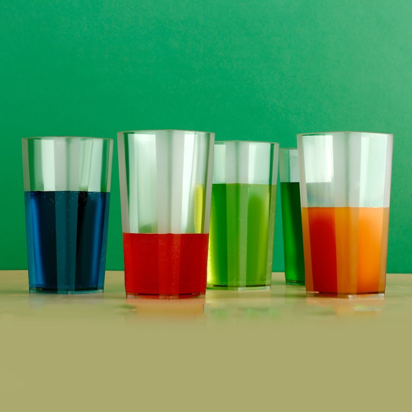 Unbreakable Stylish Transparent Square Design Water / Juice / Beer / Wine Tumbler Plastic Glass Set ( 300 ML, Pack of 6) Your Brand