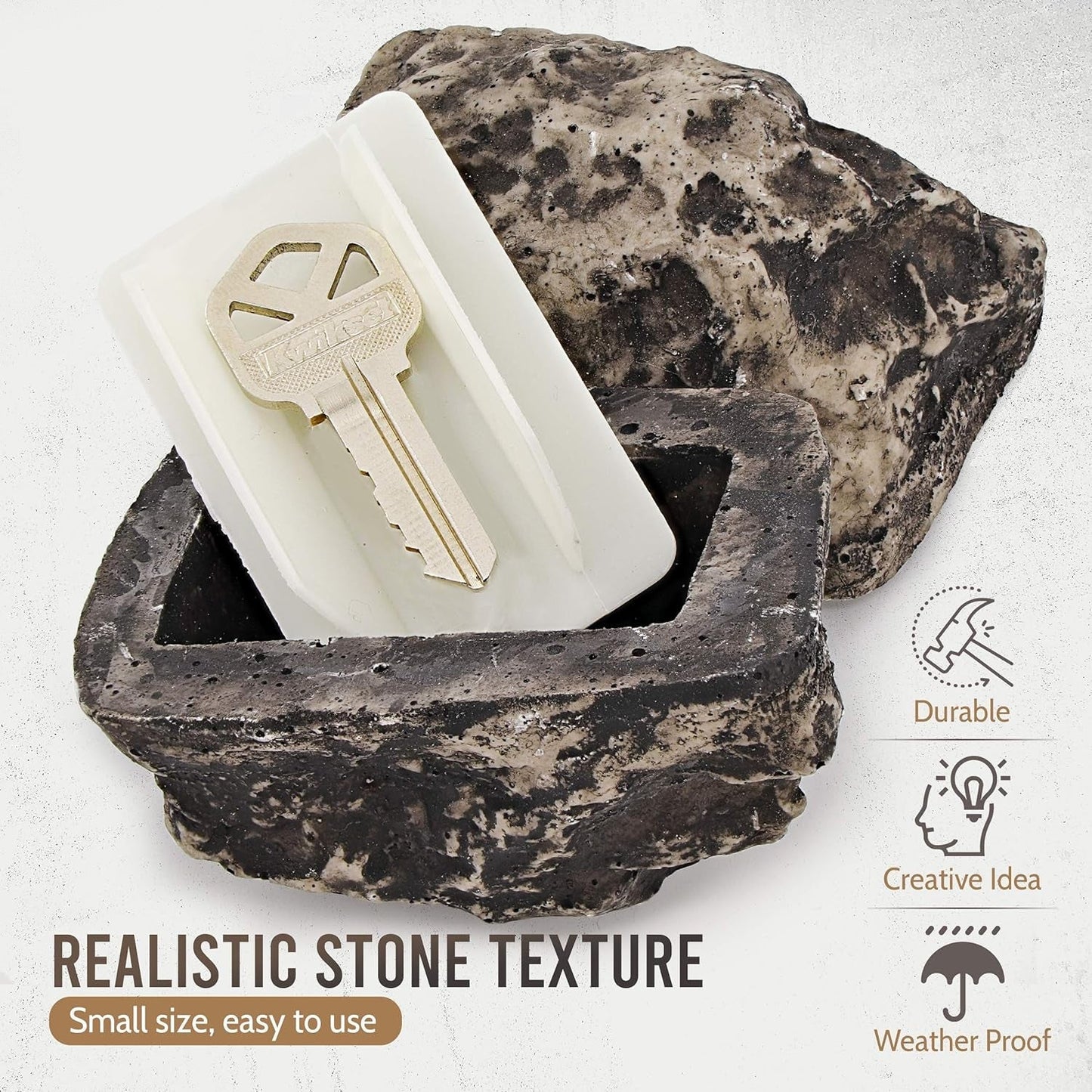 Realistic Fake Rock Key Hider – Weatherproof Outdoor Key Storage for Emergencies (1 Pc) Your Brand