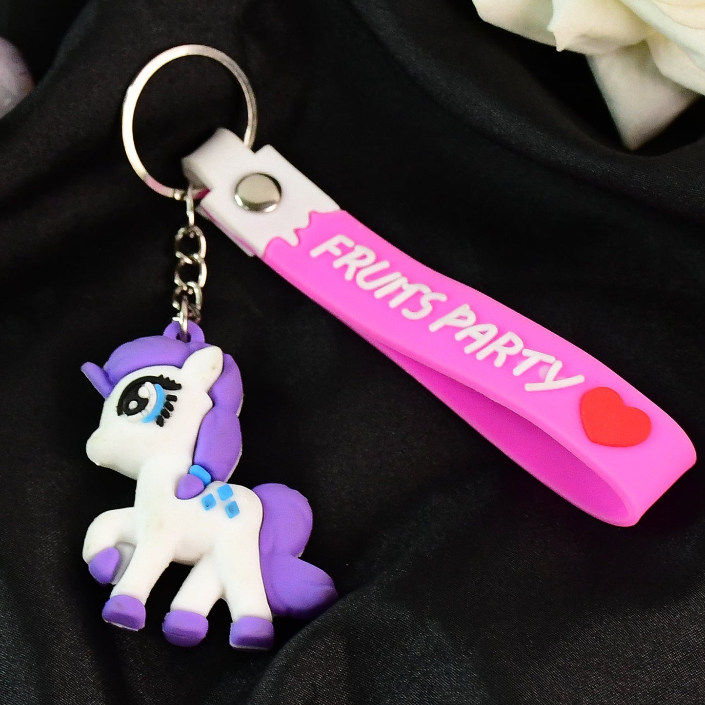 Cute Cartoon Unicorn Keychain with Silicone Strap (1 Pc / Mix design) Your Brand