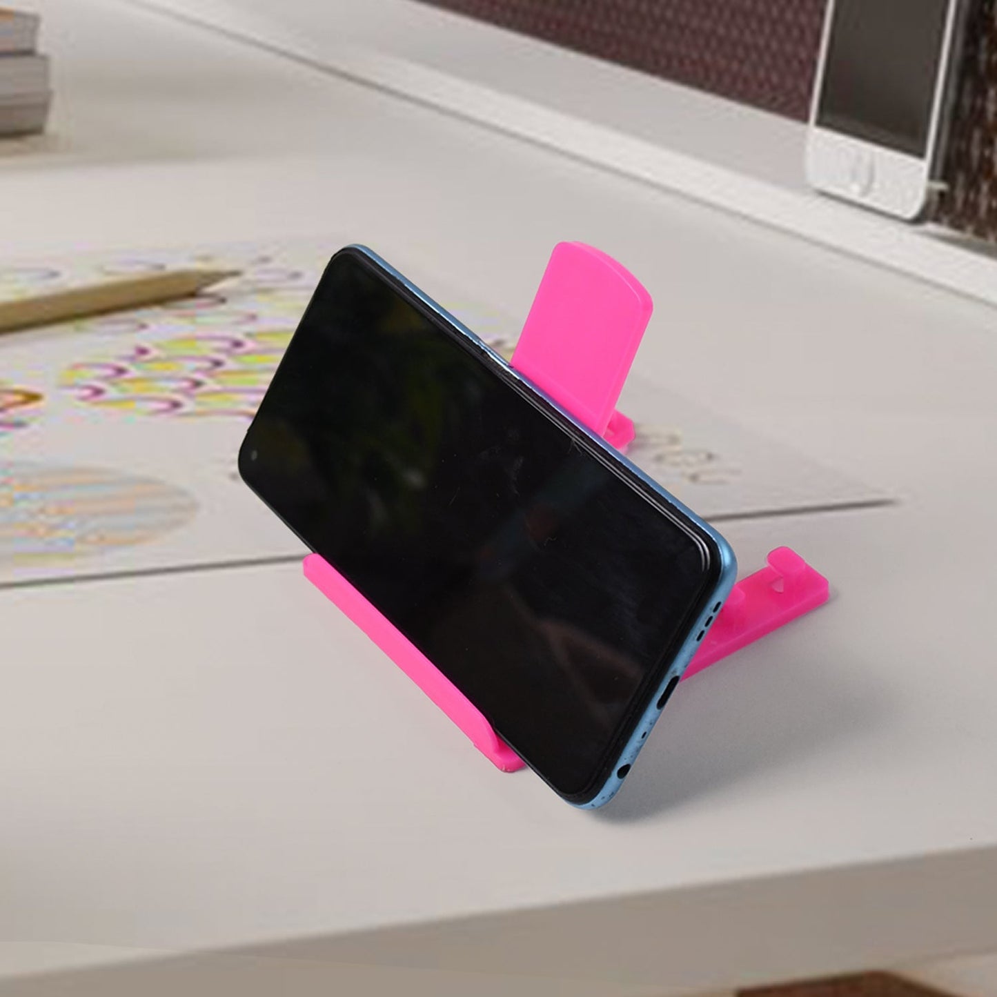 Adjustable Foldable Plastic Mobile Phone Stand Holder (1 Pc) Your Brand