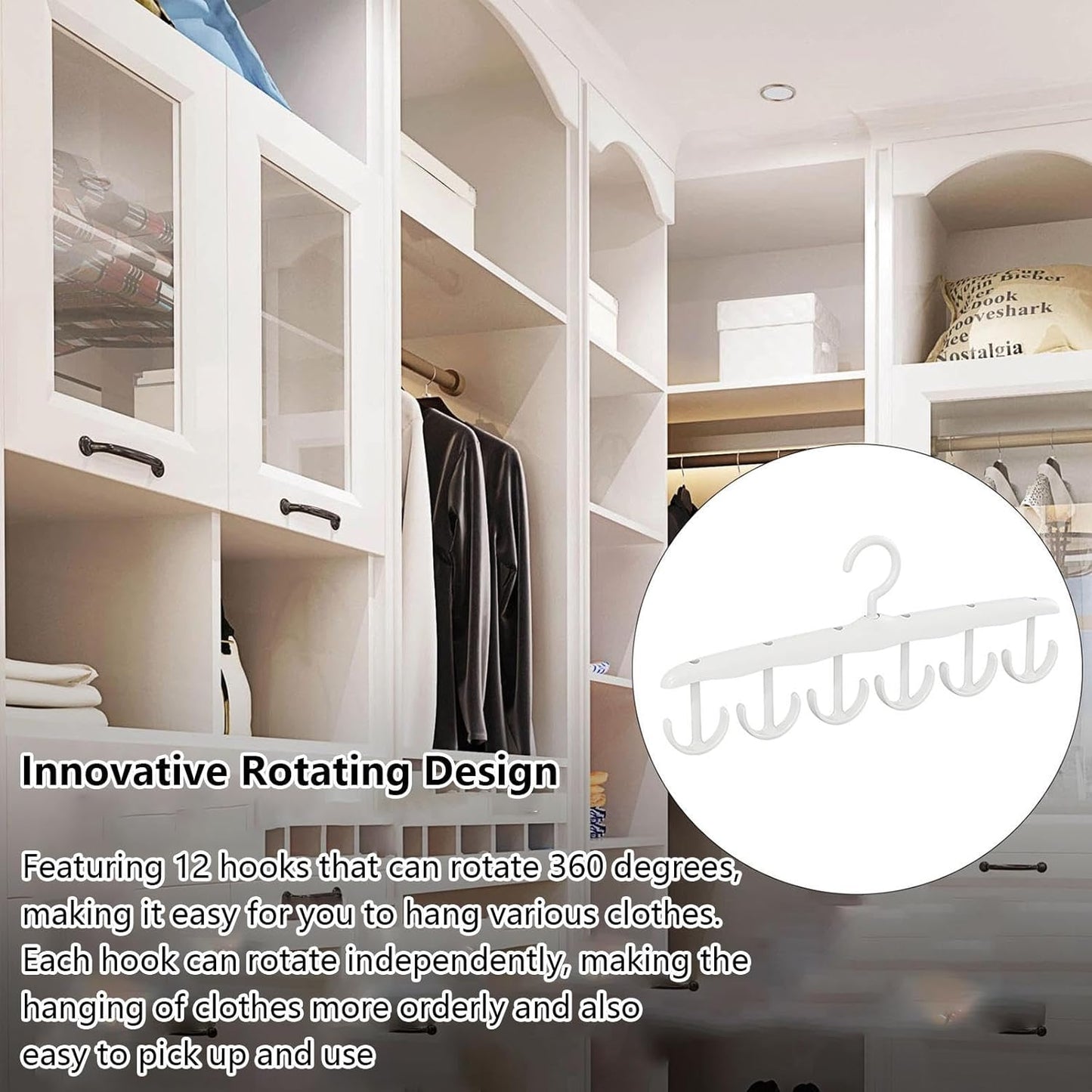 Rotatable Tank Top Hanger – Space Saving Closet Organizer for Dorms & Apartments (12-Hook) Your Brand
