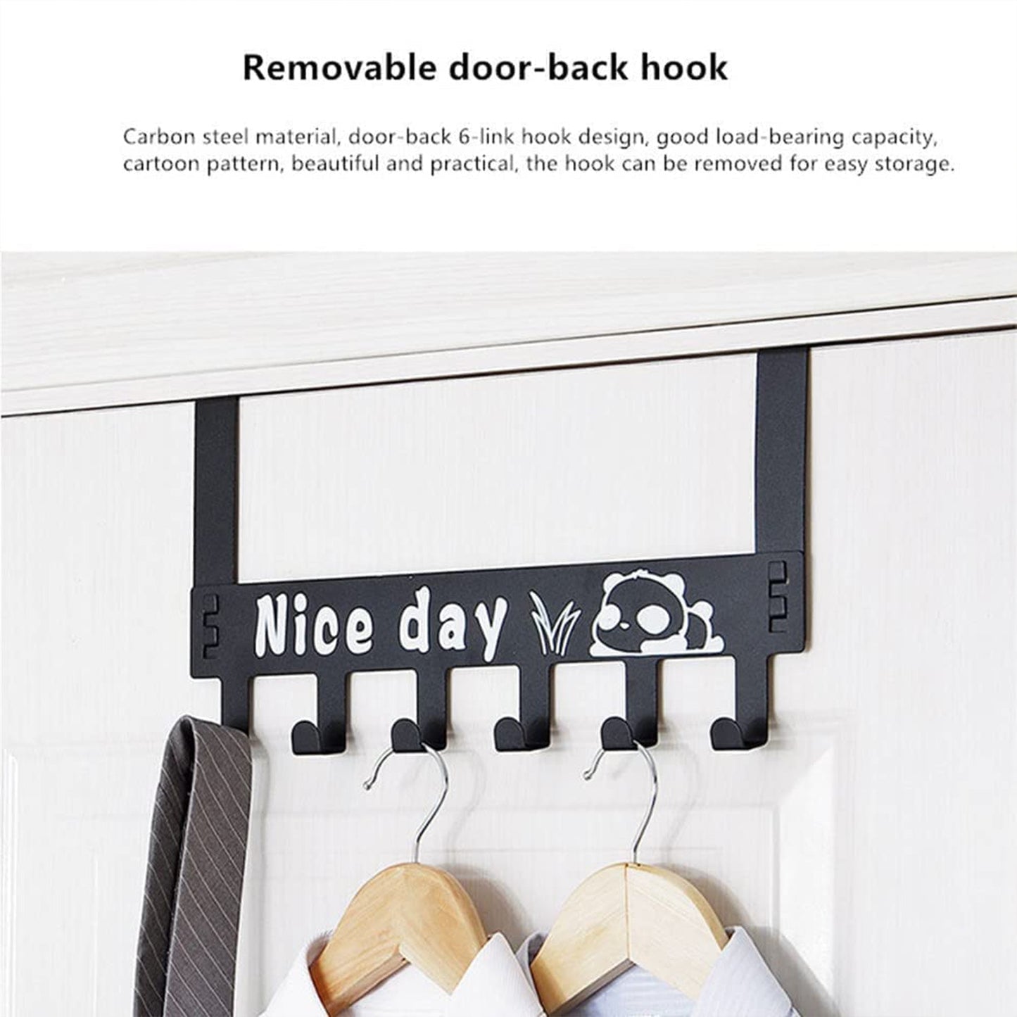 Heavy-Duty Carbon Steel Over Door Hook Rack for Towels & Coats (1 Pc, 6 Hooks) Your Brand