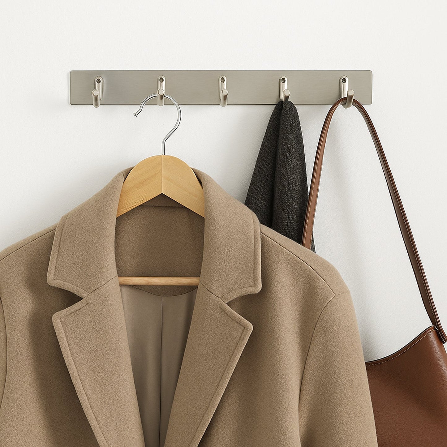 Stainless Steel Wall Mounted Coat 5 Hook Rack (26x3 / 1 Pc) Your Brand