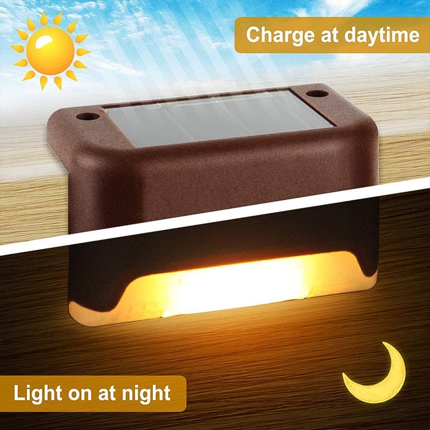 4-Piece Solar Waterproof Garden, Stair & Railing Lights Your Brand