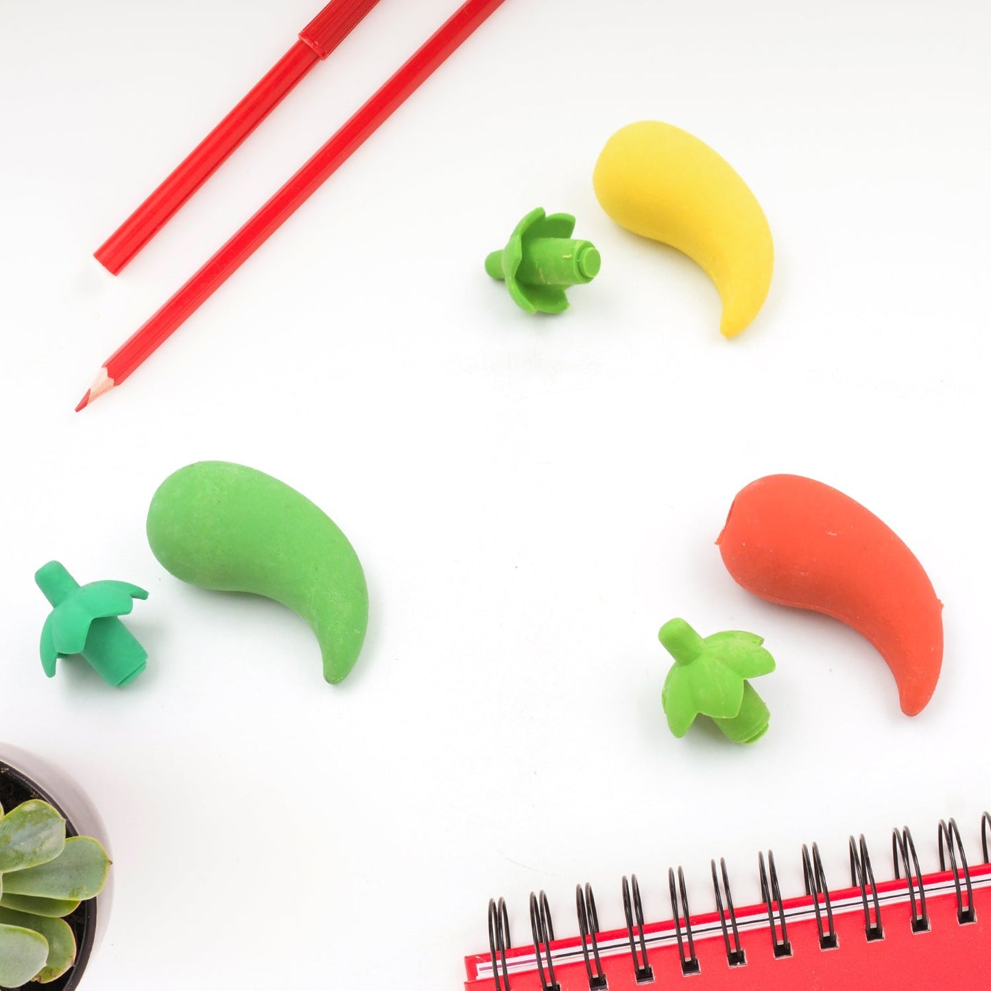 3D Fancy Colorful Chili Shape Erasers – Mini Novelty Eraser Set (3 Pc) Your Brand