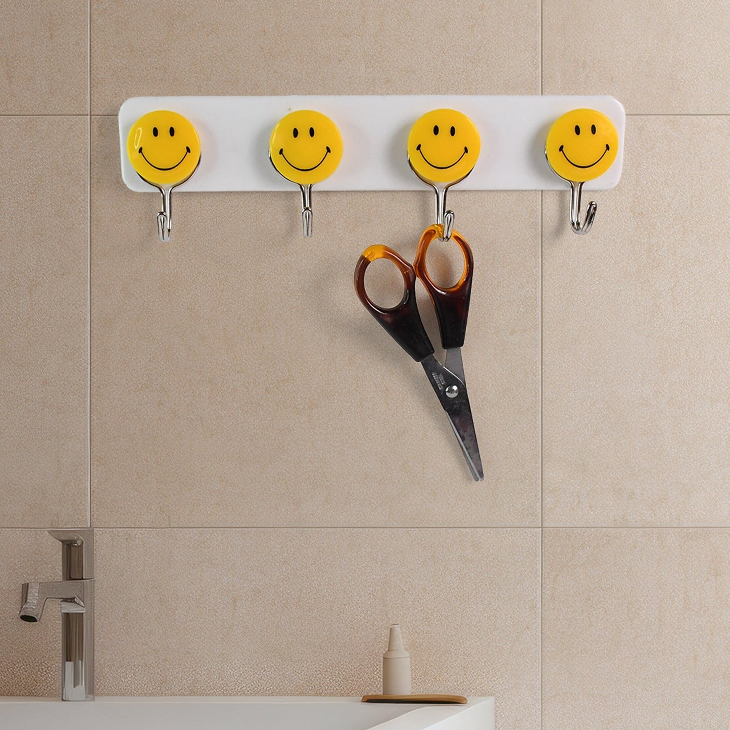 Multipurpose Self-Adhesive 4 hooks for wall Hook (1 Pc) Your Brand