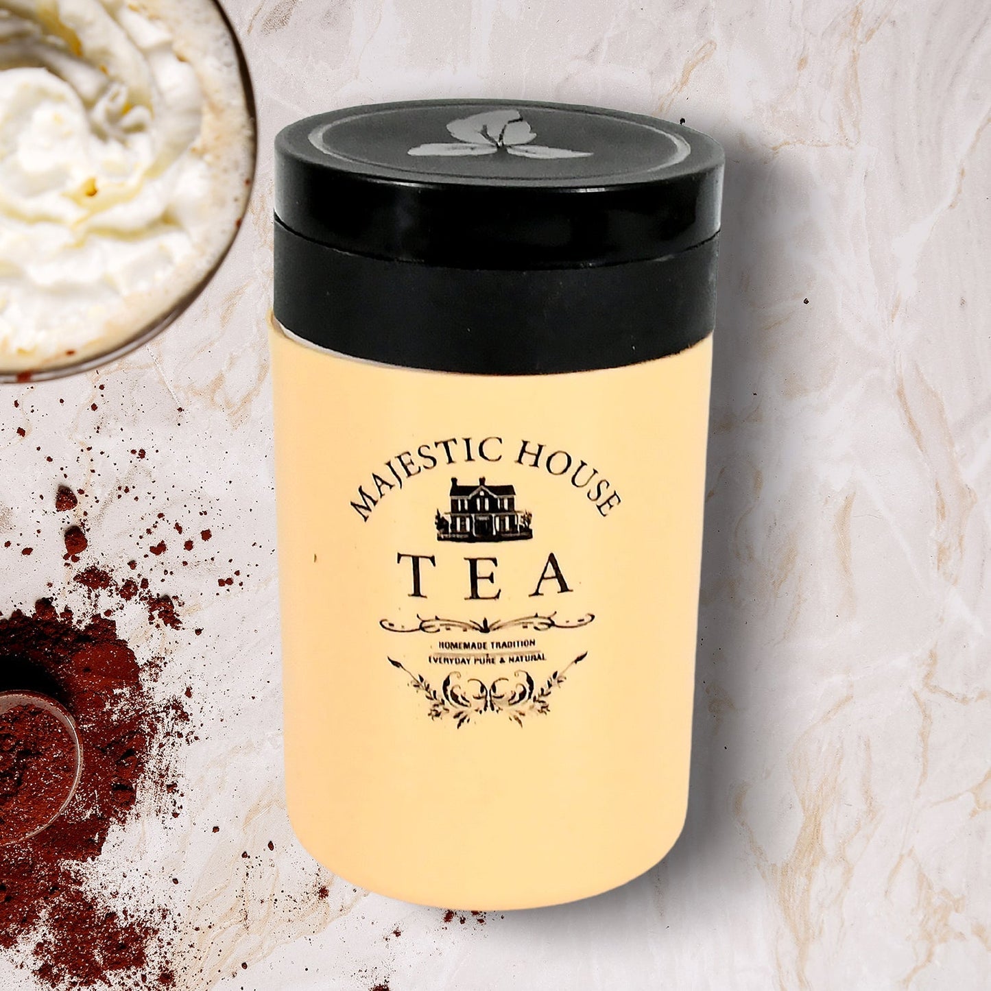 Accurate Seal Tea Sugar Coffee Container, Plastic Damru Shaped Tea, Coffee, Sugar Canisters Jar, New Airtight Food Seal Containers for Salt, Dry Fruit, Grocery 2 Section (800 ML Approx) Your Brand