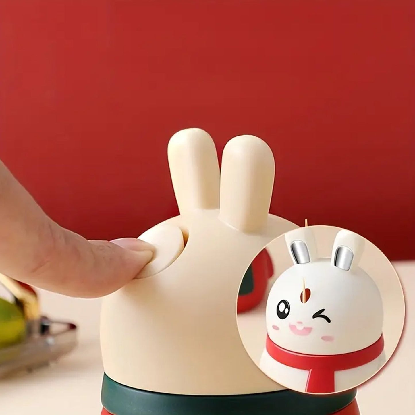 Rabbit Shape Toothpick Dispenser Pressing Small Size Accessory Durable Red | Home & Garden | Kitchen, Dining & Bar | Kitchen Storage & Organization | Racks & Holders Dining Room Table Decoration (1 Pc ) Your Brand