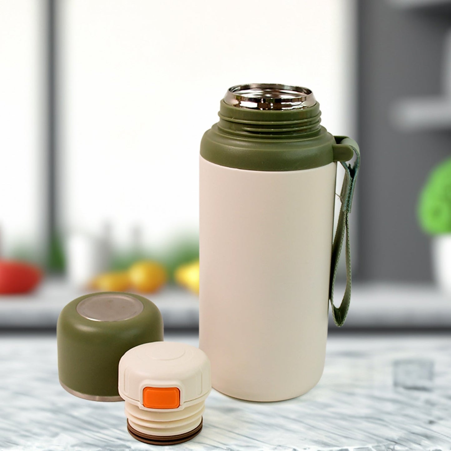 Stainless Steel Mug / Bottle Vacuum Insulated Cup With Handle, Small Cup & Straw (650 ML) Your Brand