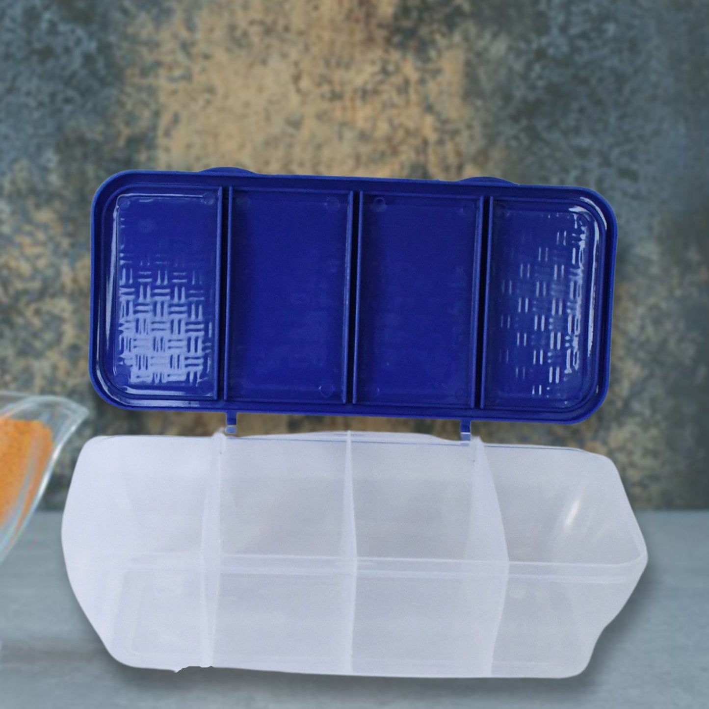Kitchen Multipurpose Air-tight 4 Sections Storage Containers / Masala Box (1 Set) Your Brand