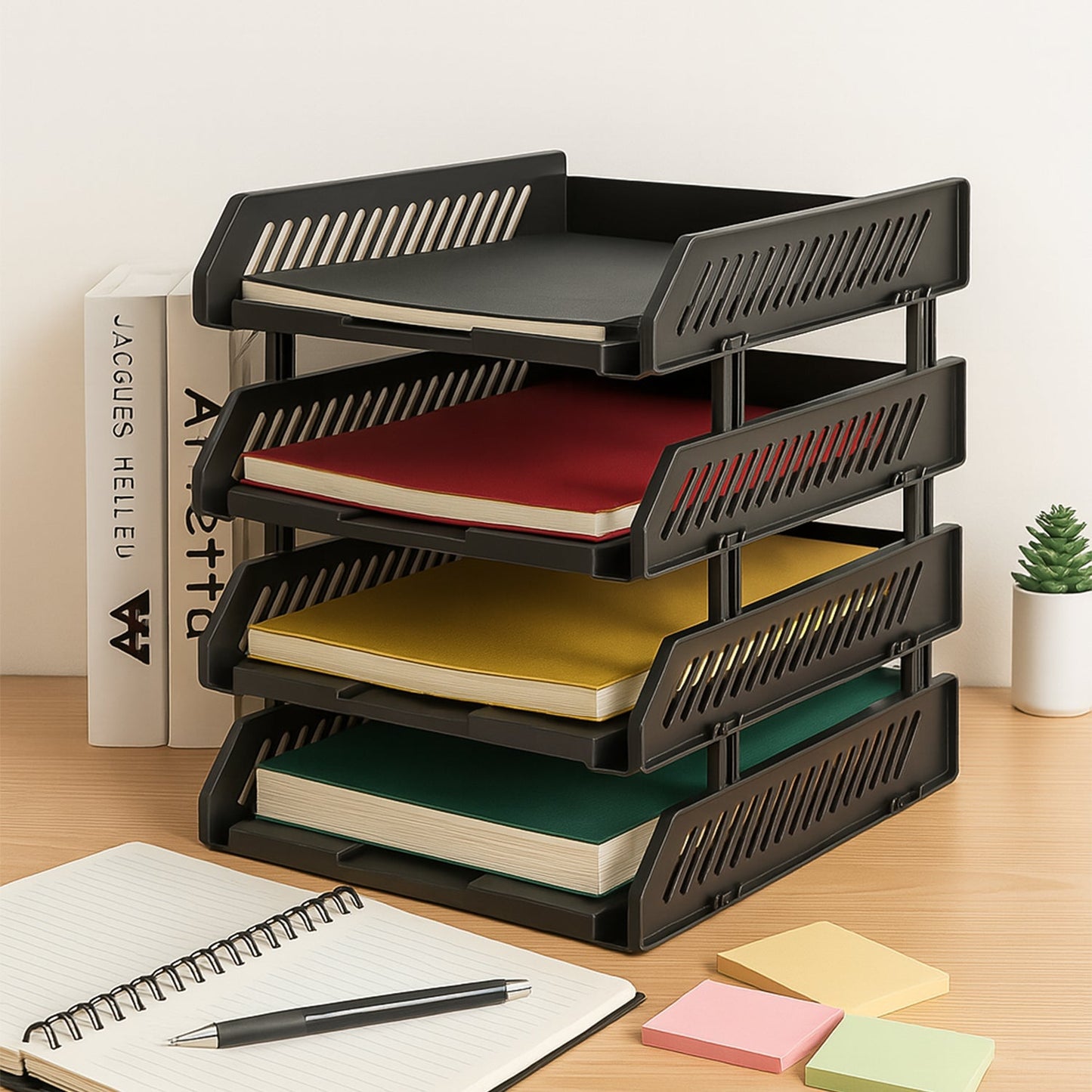 4-Layer Multifunctional File Rack with Drawers for Office Desk Your Brand