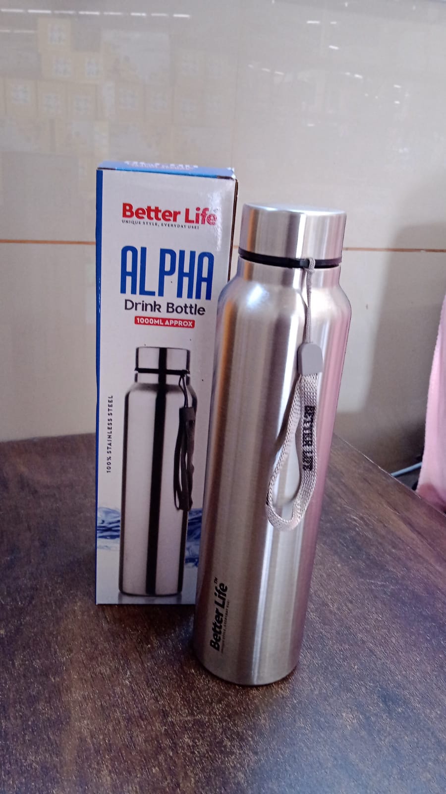Stainless Steel Single Wall Drink Water Bottle (1000 ML) Your Brand