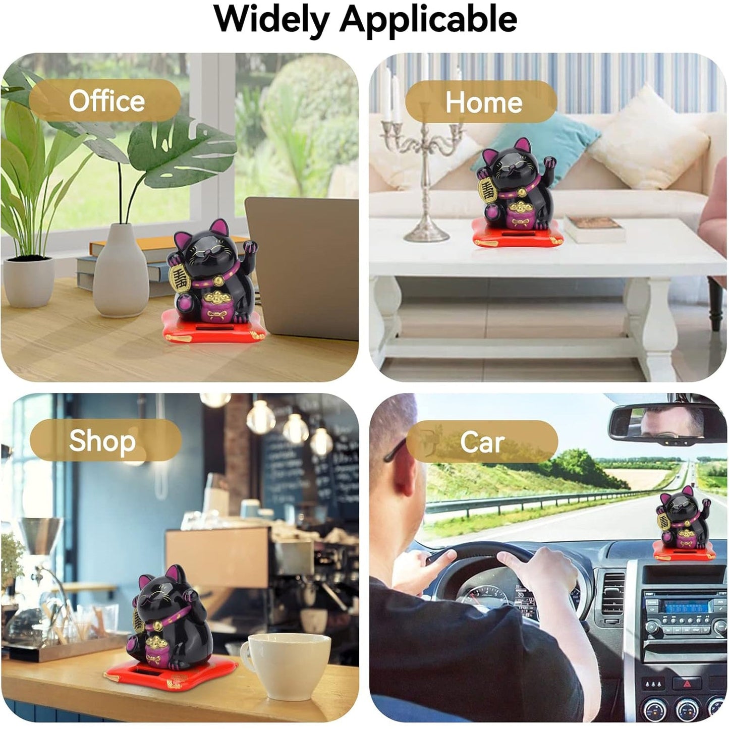 Solar Powered Happy Cat Beautiful with Arm Waves Wealth Cat (1 Pc / Mix Color) Your Brand