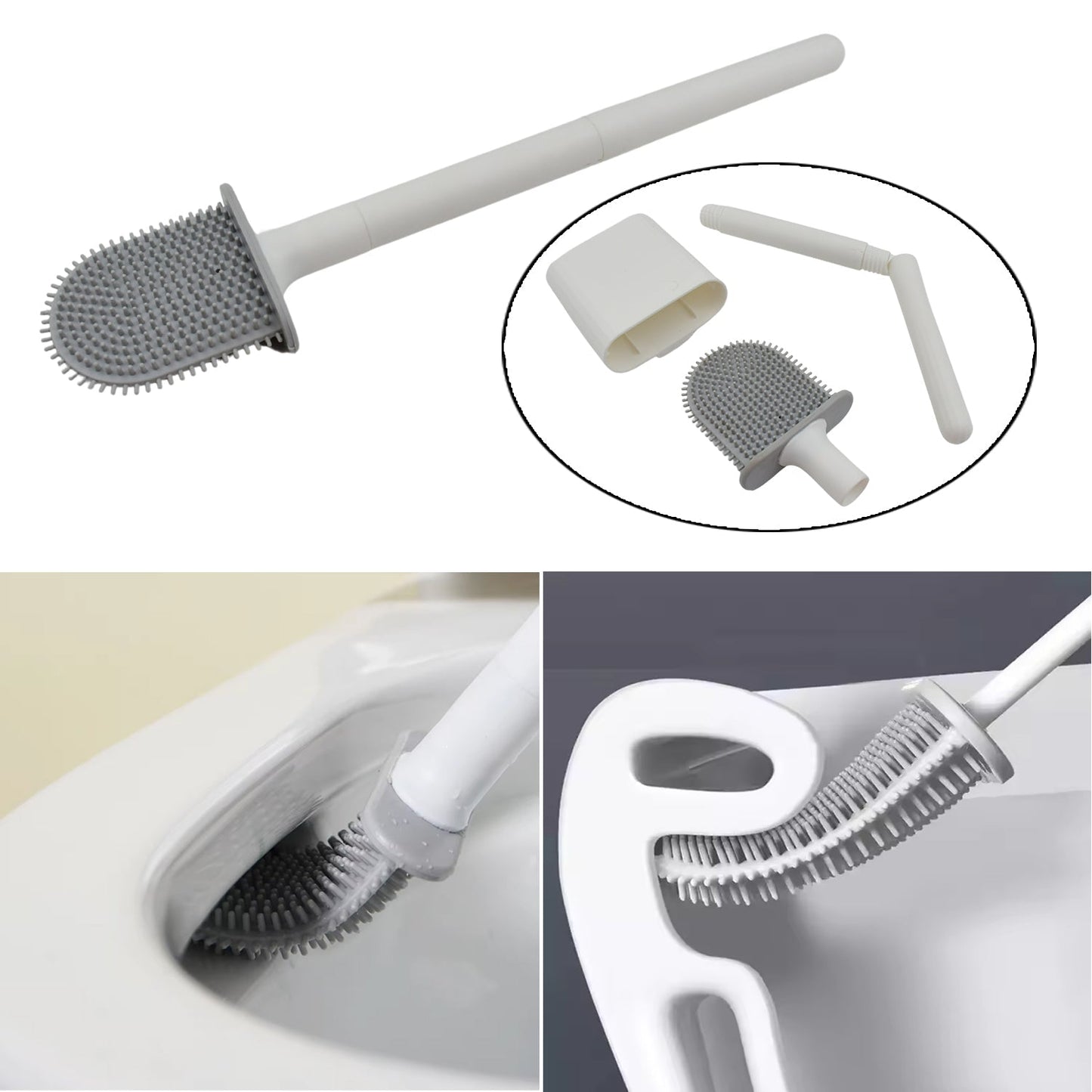 Portable Silicone Toilet Brush – Wall-Mounted, Anti-Drip Cleaner with Non-Slip Handle Your Brand