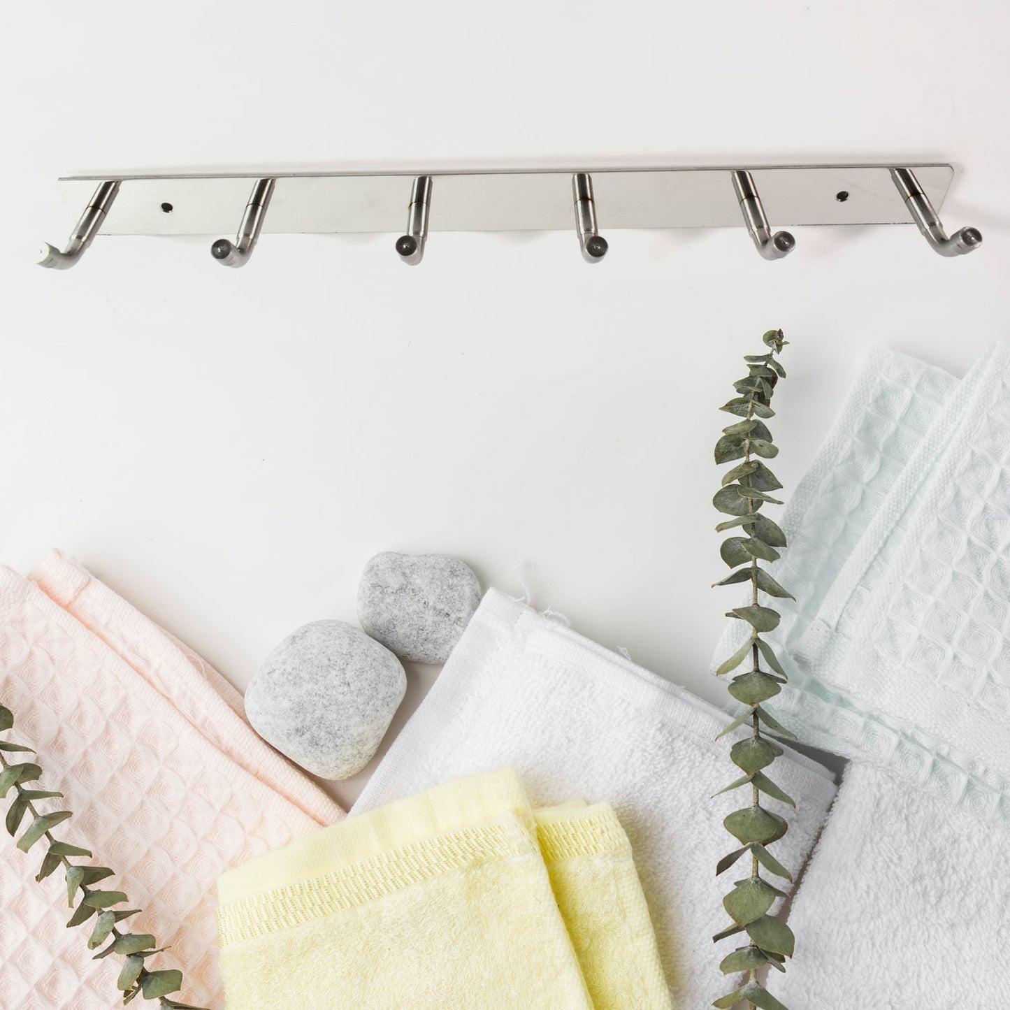 Stainless Steel Wall Mounted Coat 6 Hook Rack (32x3 / 1Pc) Your Brand